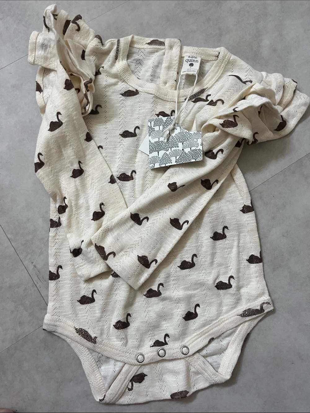 kate quinn Cream One-Piece with Brown Swan Print
